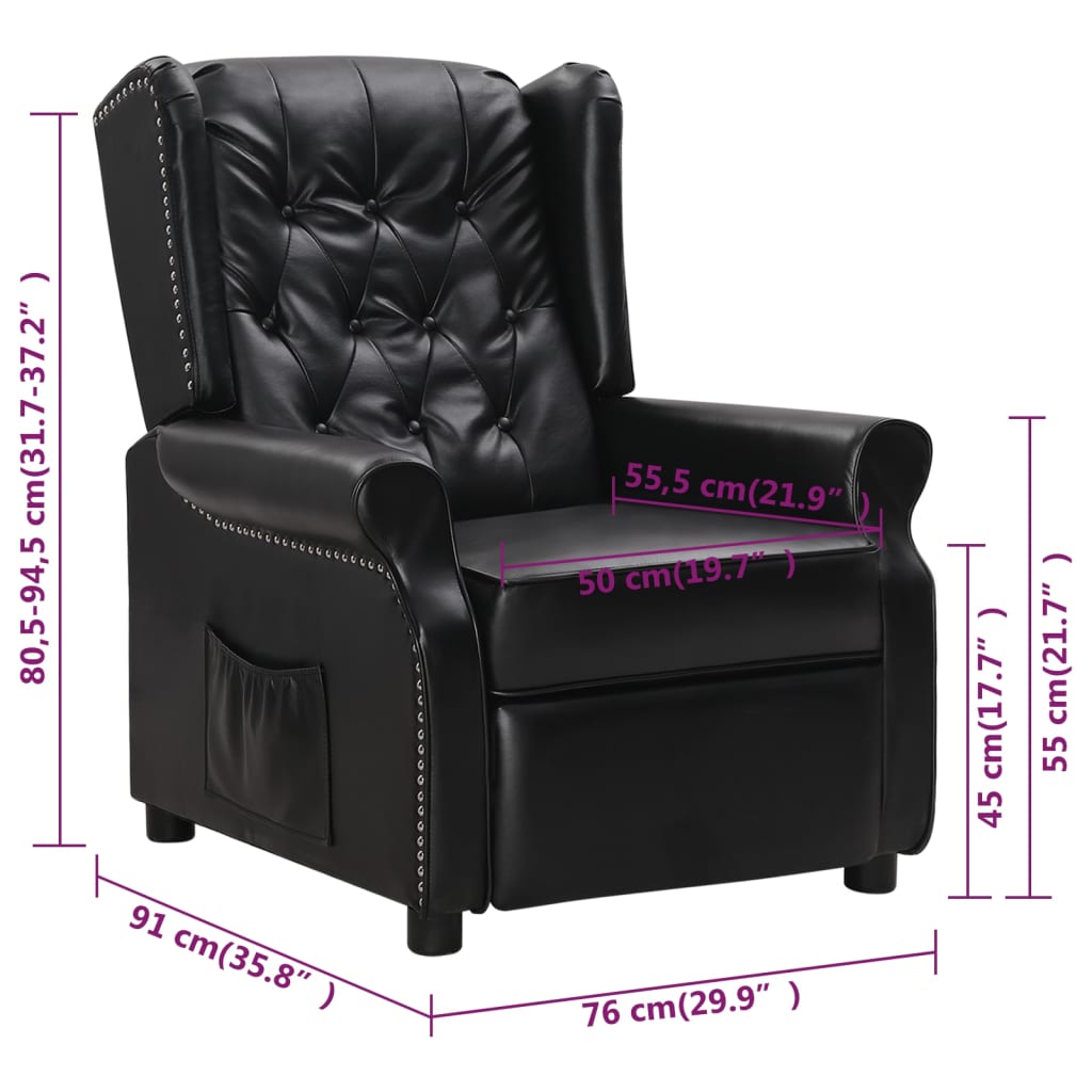 Relaxsessel Schwarz Glänzendes Kunstleder