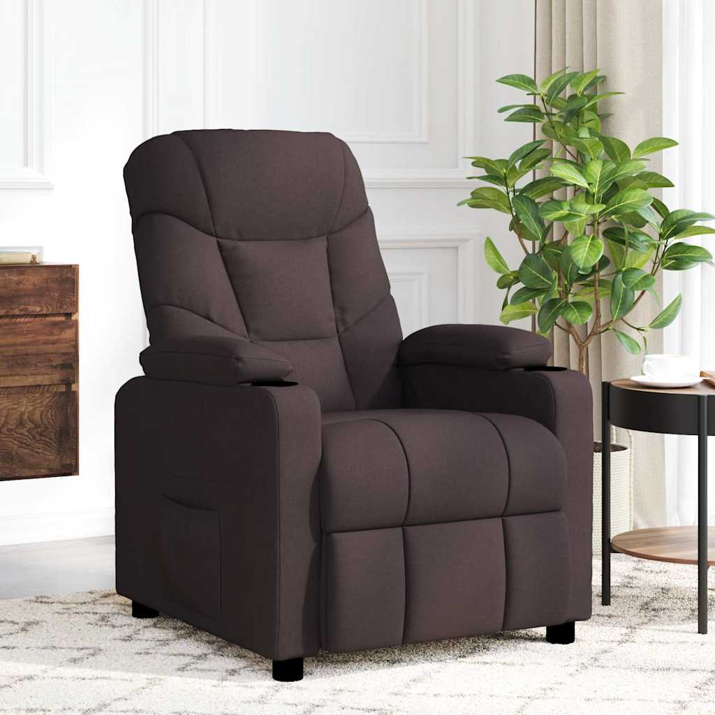 Massagesessel Dunkelbraun Stoff