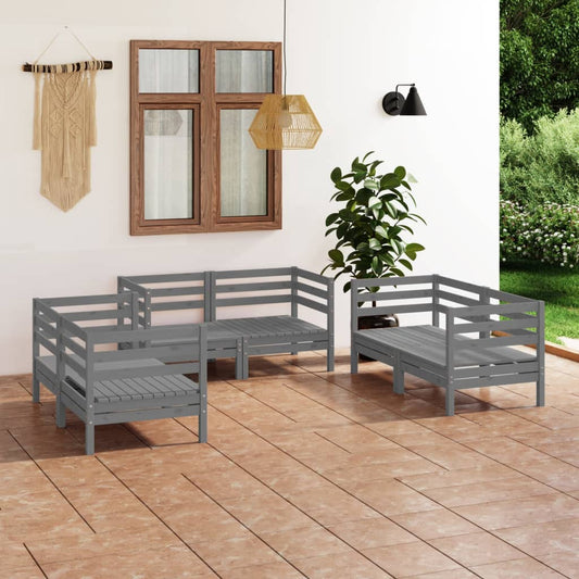6-piece garden lounge set, grey, solid pine wood