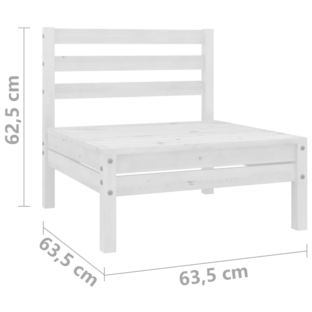 3-tlg. Garten-Lounge-Set Weiß Massivholz Kiefer