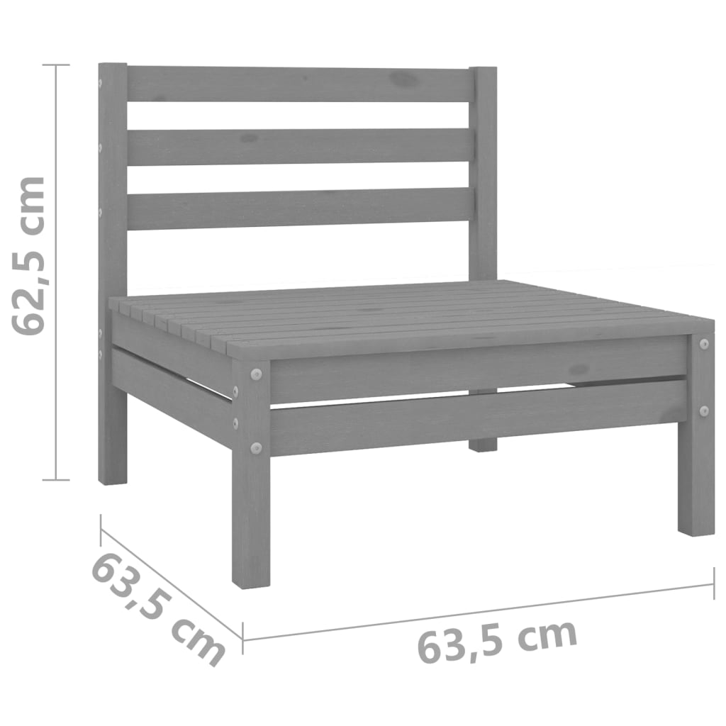 3-tlg. Garten-Lounge-Set Grau Massivholz Kiefer