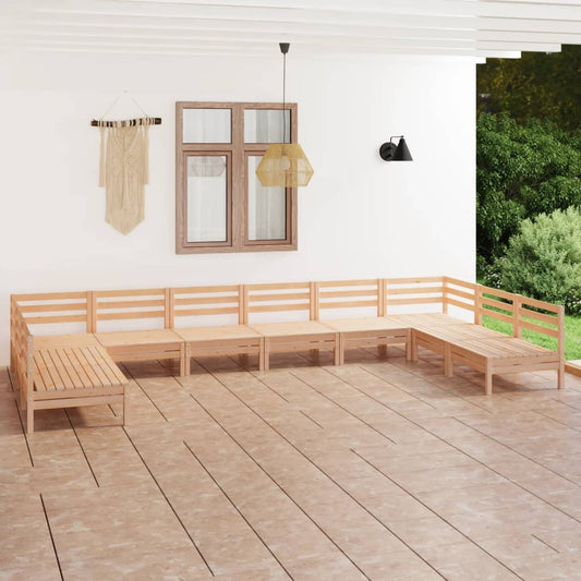 10-tlg. Garten-Lounge-Set Massivholz Kiefer