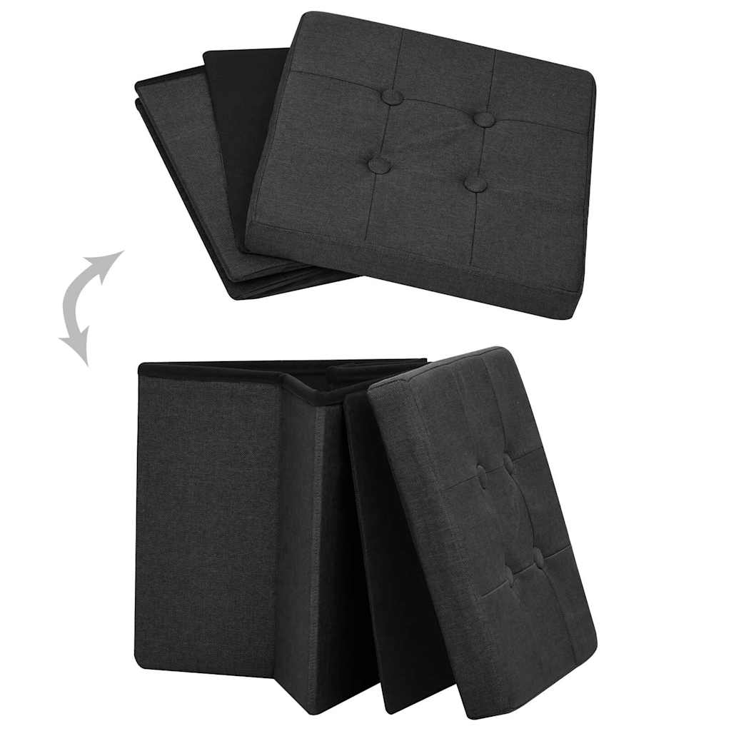 Hocker mit Stauraum Schwarz Leinenoptik