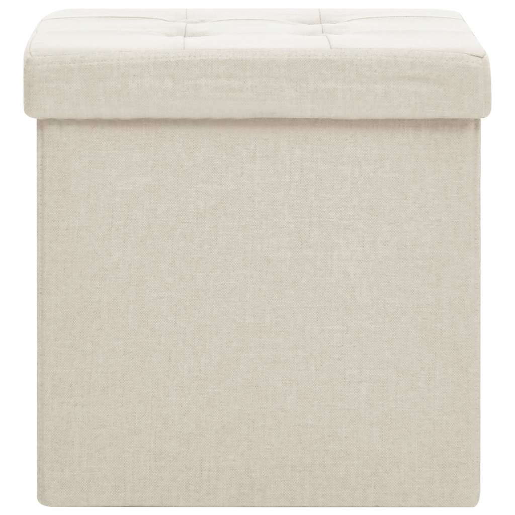 Hocker mit Stauraum Cremeweiß Leinenoptik