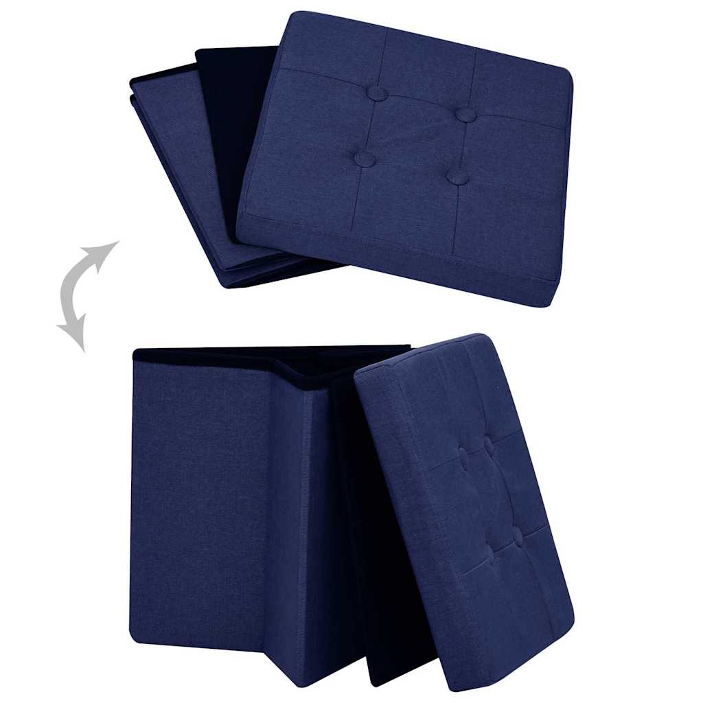 Hocker mit Stauraum 2 Stk. Blau Leinenoptik
