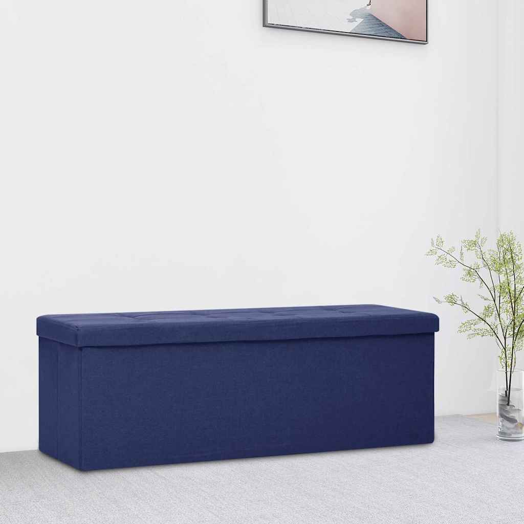 Faltbare Sitzbank mit Stauraum Blau Leinenoptik
