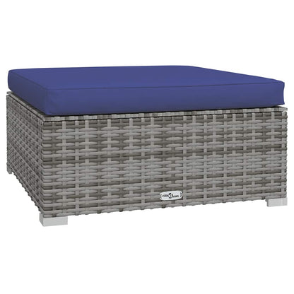 Gartenhocker mit Kissen Grau 70x70x30 cm Poly Rattan