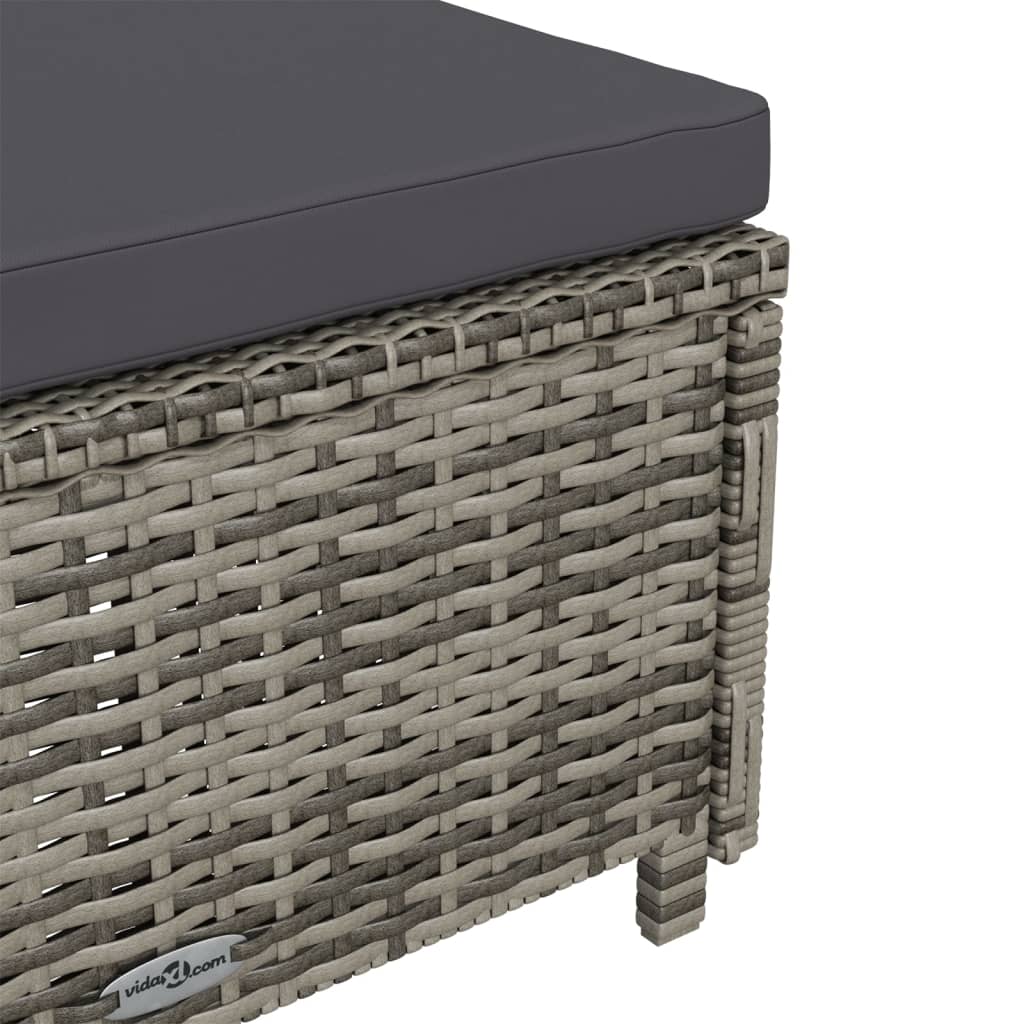 Sun lounger with dark grey cushion poly rattan grey
