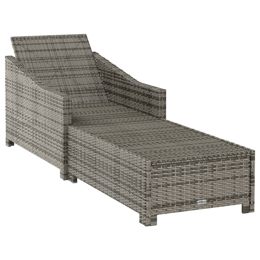 Sonnenliege mit Dunkelgrauer Auflage Poly Rattan Grau