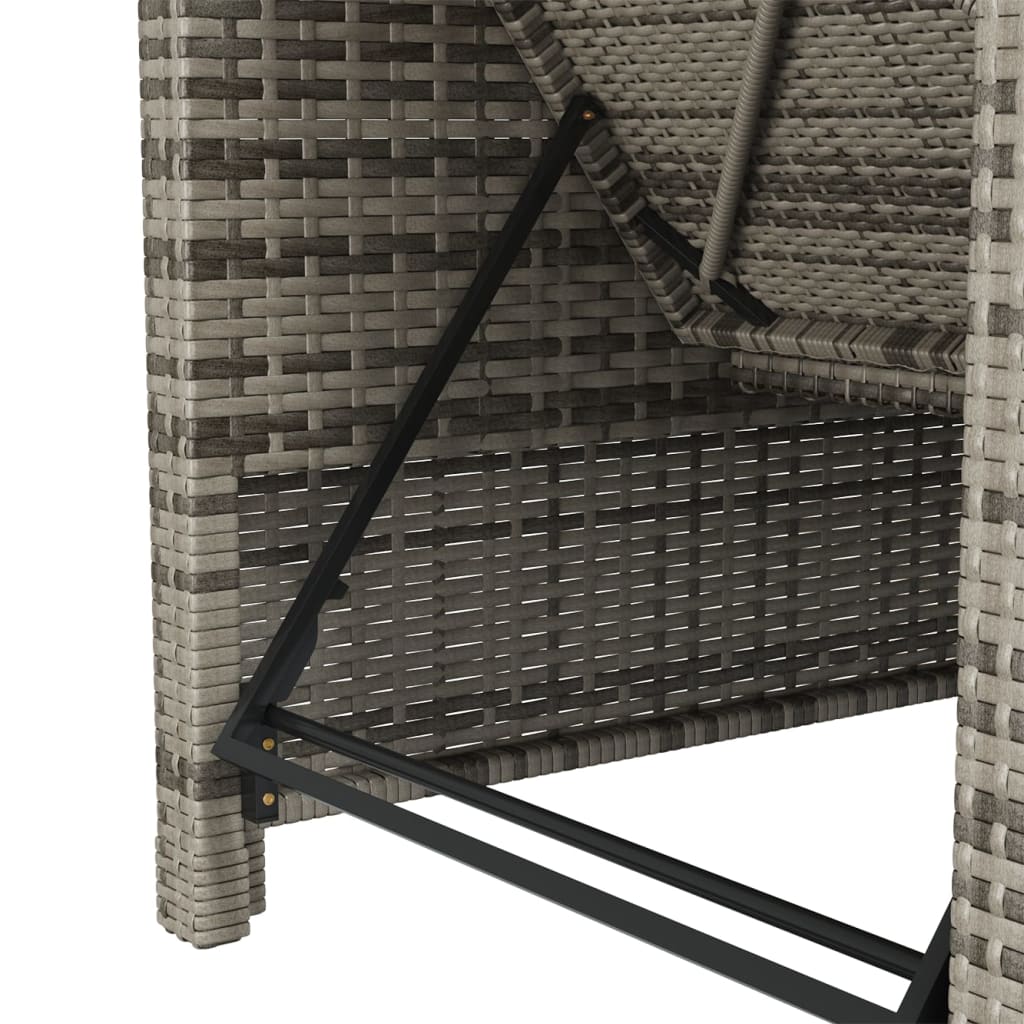 Sonnenliege mit Dunkelgrauer Auflage Poly Rattan Grau