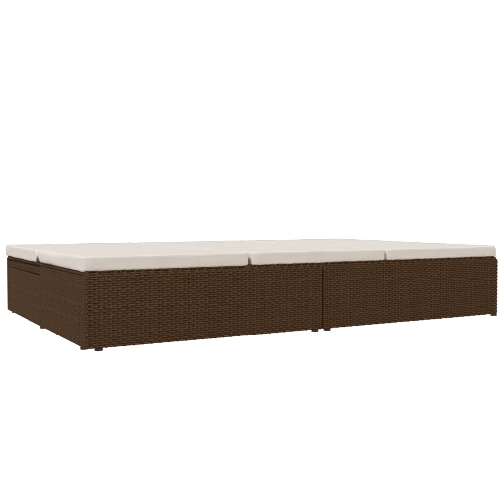 Chaise longue avec coussins en résine tressée marron