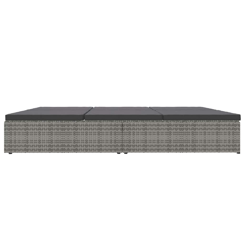 Sonnenliege mit Auflagen Poly Rattan Dunkelgrau