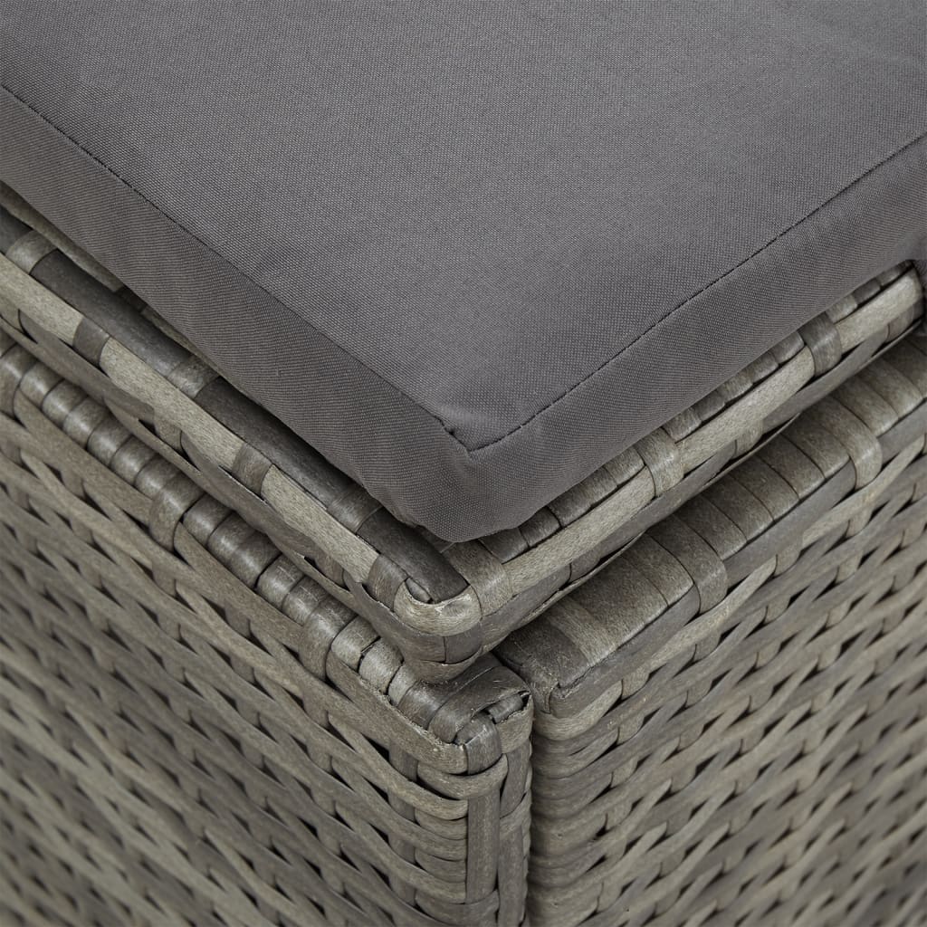 Chaise longue avec coussins en résine tressée gris foncé