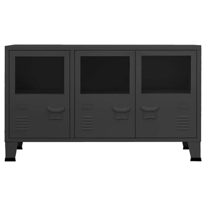 Industrial Sideboard Schwarz 105x35x62 cm Metall und Glas