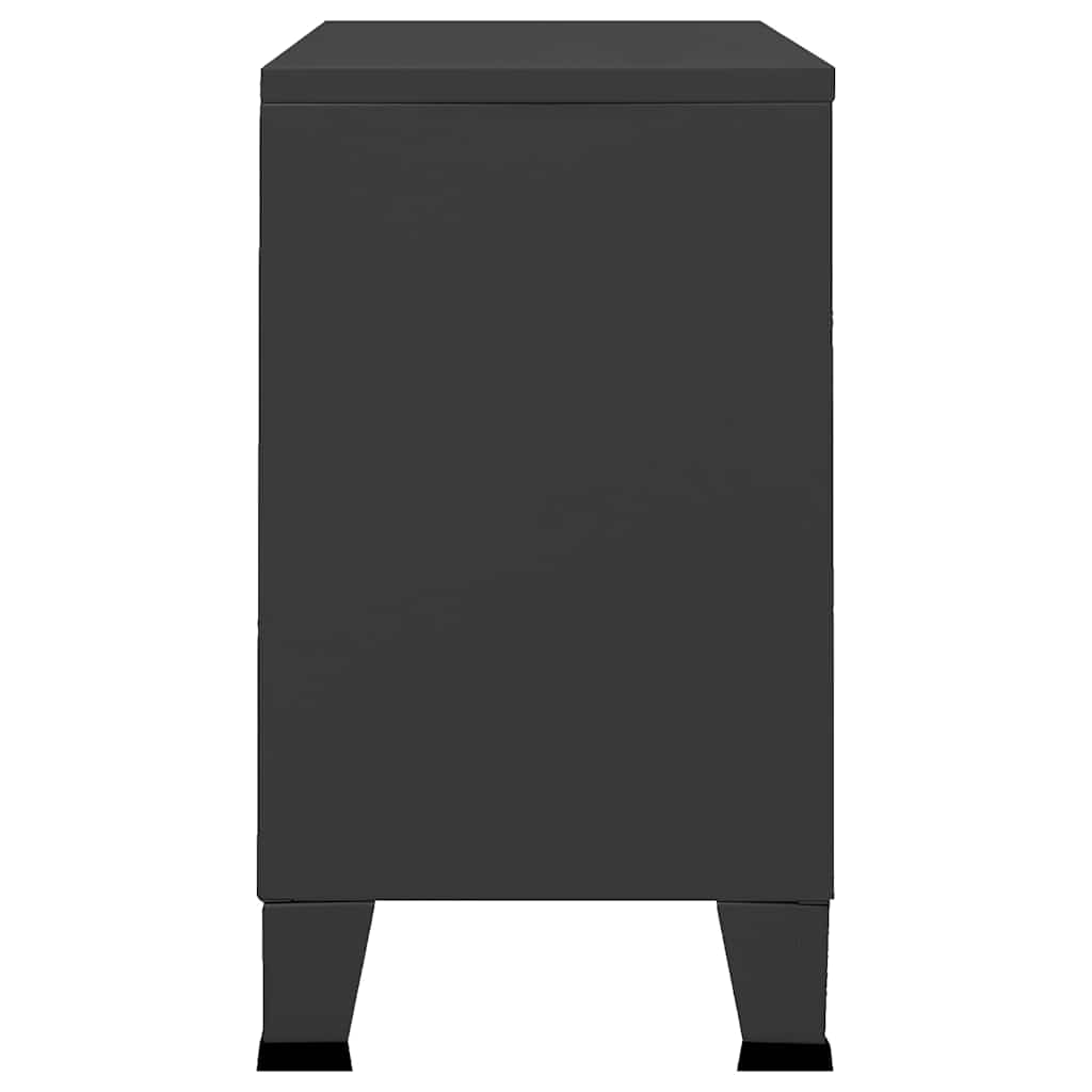 Industrial Sideboard Schwarz 105x35x62 cm Metall und Glas