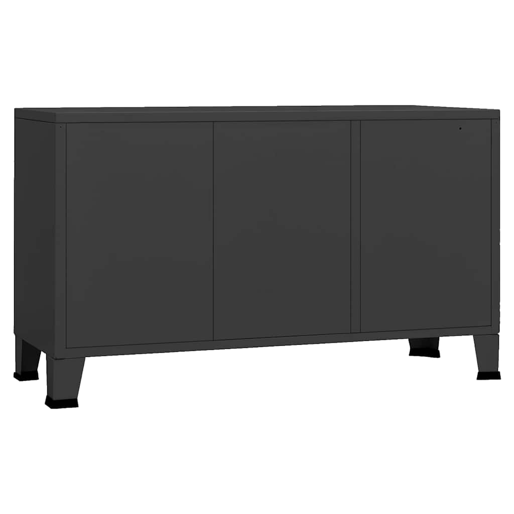 Industrial Sideboard Schwarz 105x35x62 cm Metall und Glas