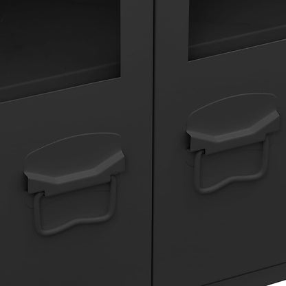 Industrial Sideboard Schwarz 105x35x62 cm Metall und Glas