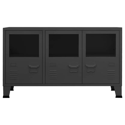 Industrial Sideboard Anthrazit 105x35x62 cm Metall und Glas