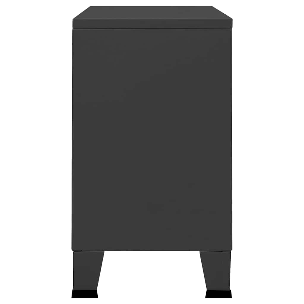 Industrial Sideboard Anthrazit 105x35x62 cm Metall und Glas