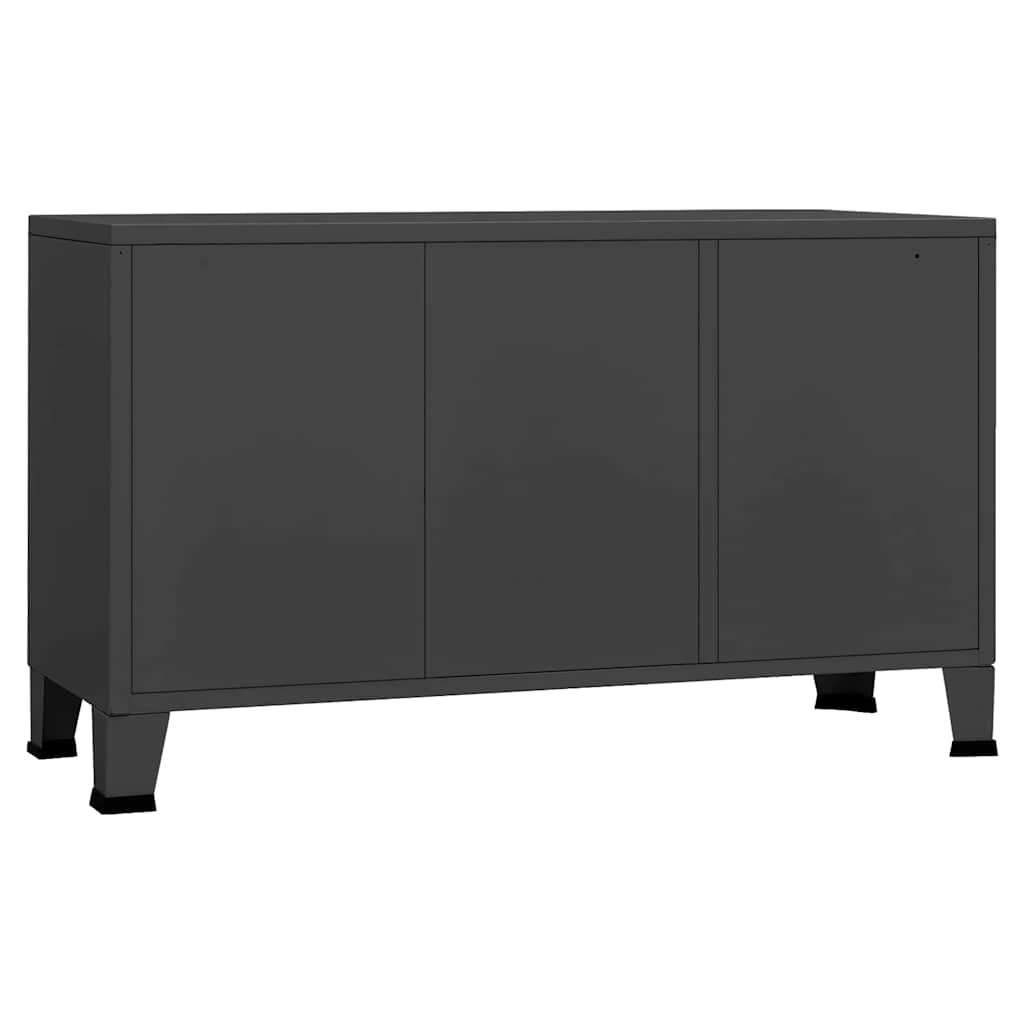 Industrial Sideboard Anthrazit 105x35x62 cm Metall und Glas