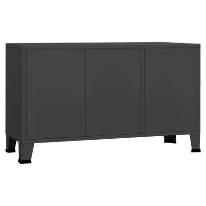 Industrial Sideboard Anthrazit 105x35x62 cm Metall und Glas