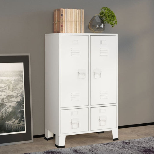 Wardrobe industrial style white 67x35x107 cm steel