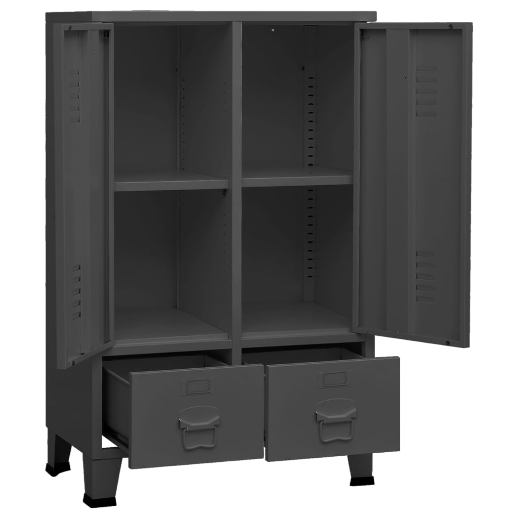 Armoire style industriel anthracite 67x35x107 cm acier