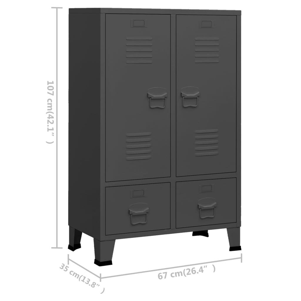 Armoire style industriel anthracite 67x35x107 cm acier