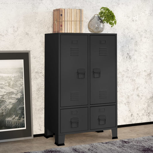 Wardrobe industrial style anthracite 67x35x107 cm steel