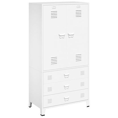 Industrial Kleiderschrank Weiß 90x50x180 cm Metall