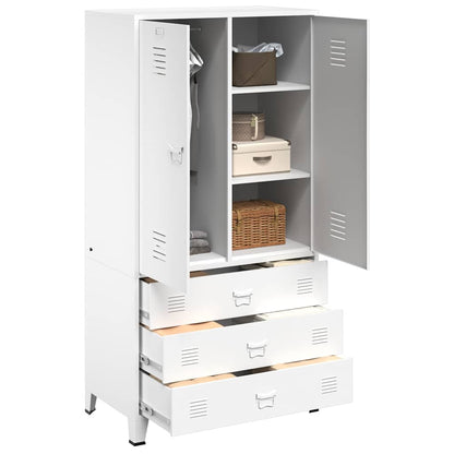 Industrial Kleiderschrank Weiß 90x50x180 cm Metall
