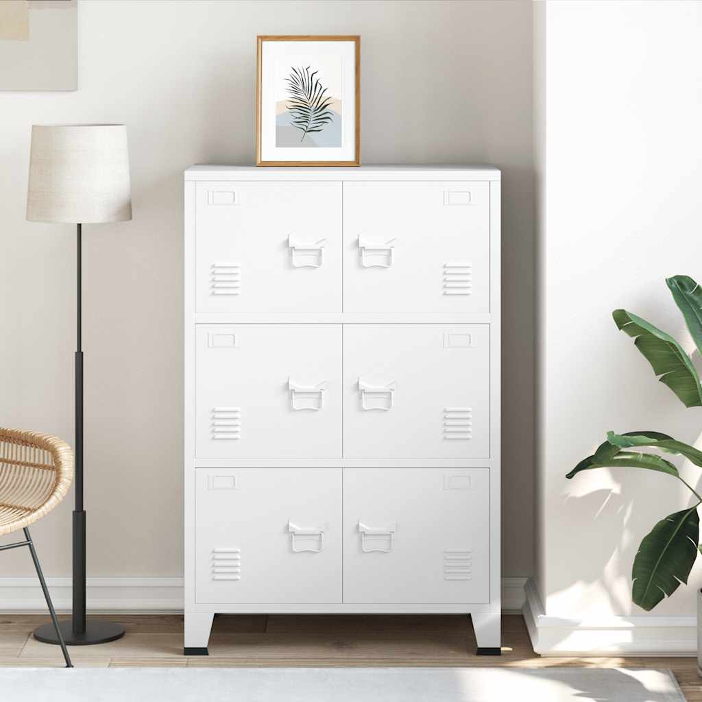 Meuble de rangement industriel blanc 75x40x115 cm Métal