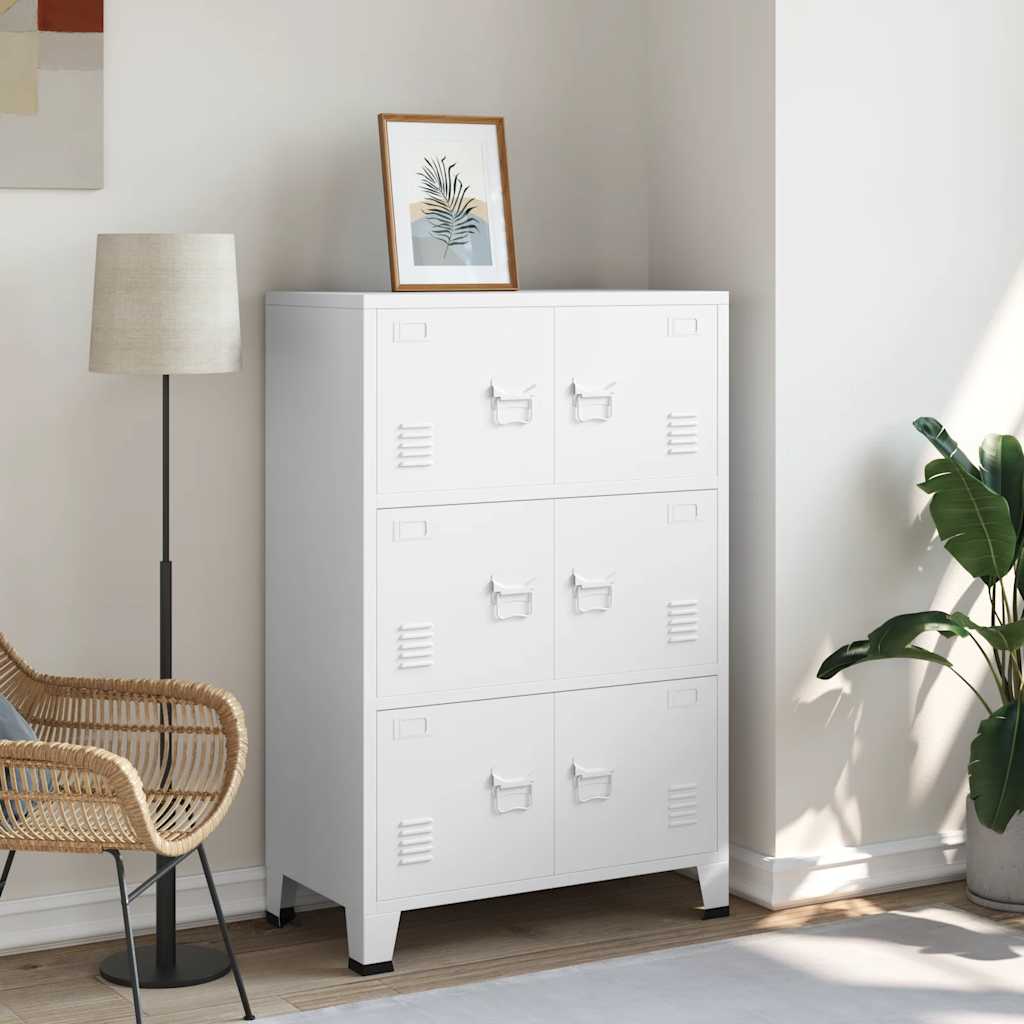 Meuble de rangement industriel blanc 75x40x115 cm Métal