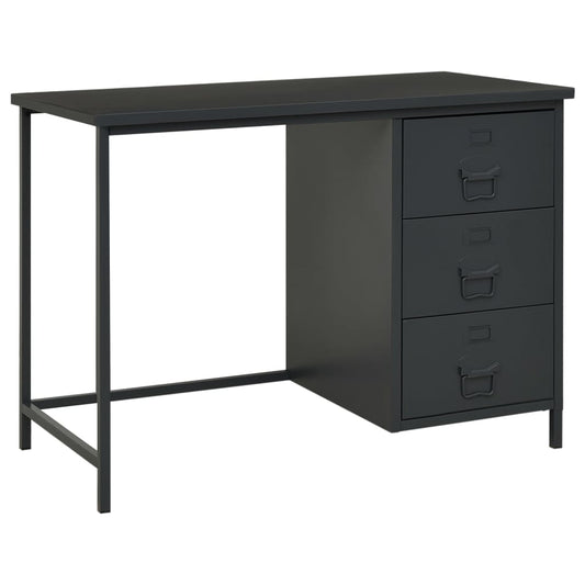 Bureau style industriel tiroirs anthracite 105x52x75 cm