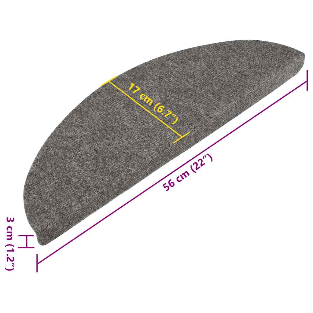 Stufenmatten Selbstklebend 15 Stk. 56x17x3 cm Grau