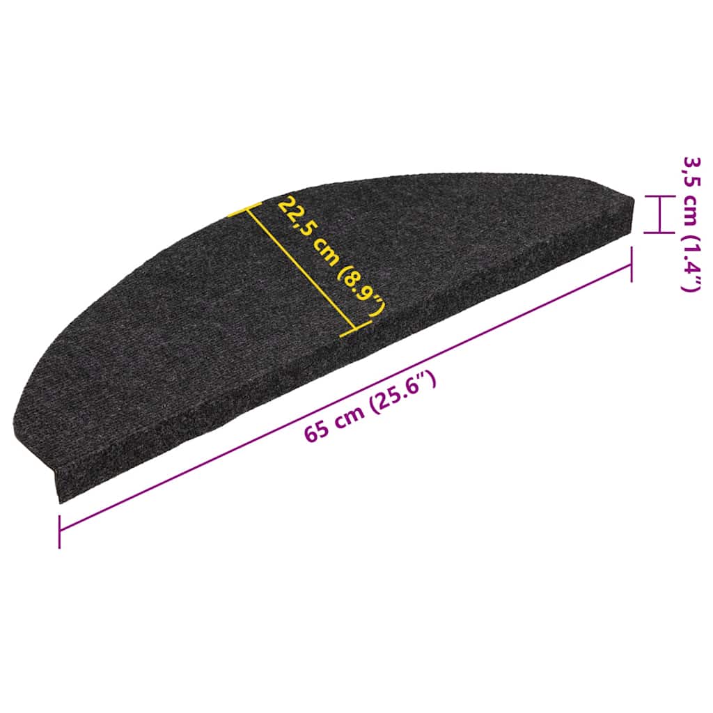 Stufenmatten Selbstklebend 15 Stk. 65x22,5x3,5 cm Schwarz