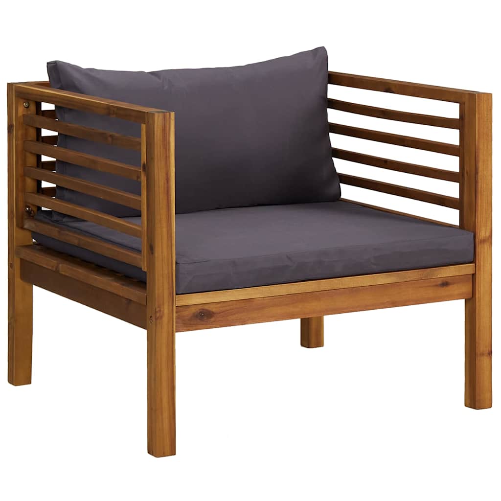 6-tlg. Garten-Lounge-Set mit Auflage Massivholz Akazie