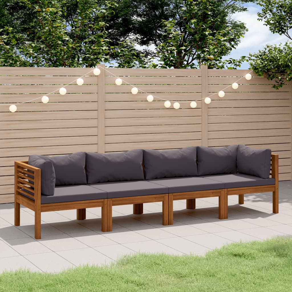4-Sitzer-Gartensofa mit Kissen Massivholz Akazie