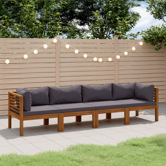 4-Sitzer-Gartensofa mit Kissen Massivholz Akazie