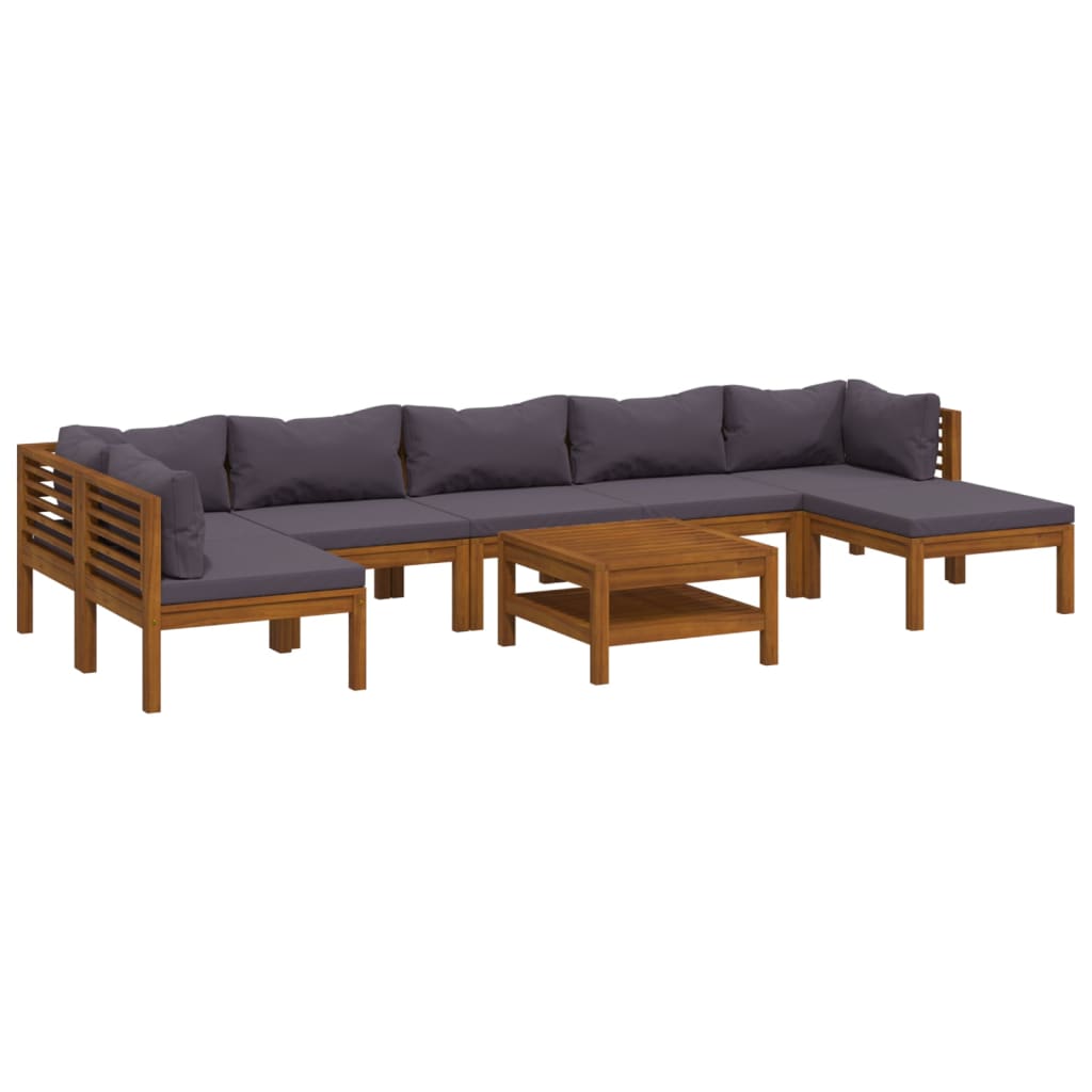 8-tlg. Garten-Lounge-Set mit Auflage Massivholz Akazie