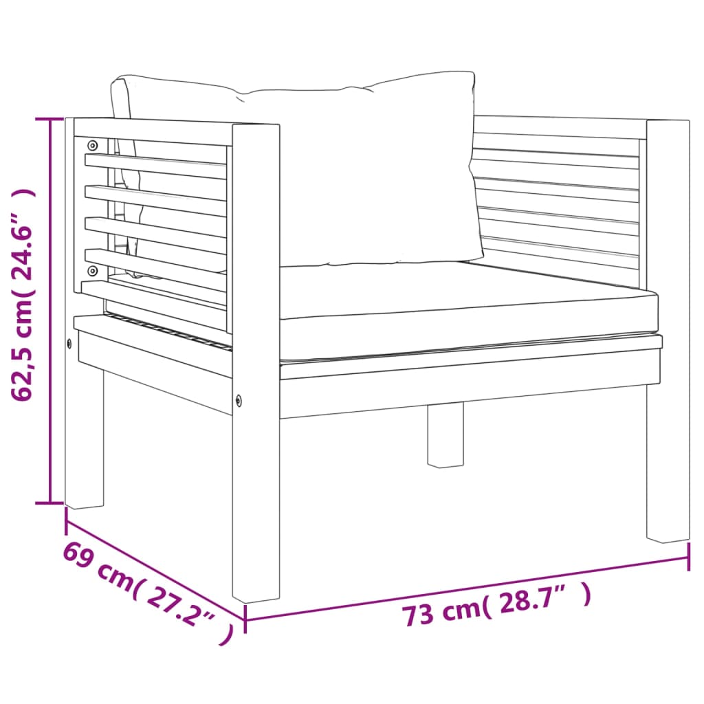 7-tlg. Garten-Lounge-Set mit Creme Kissen Massivholz Akazie