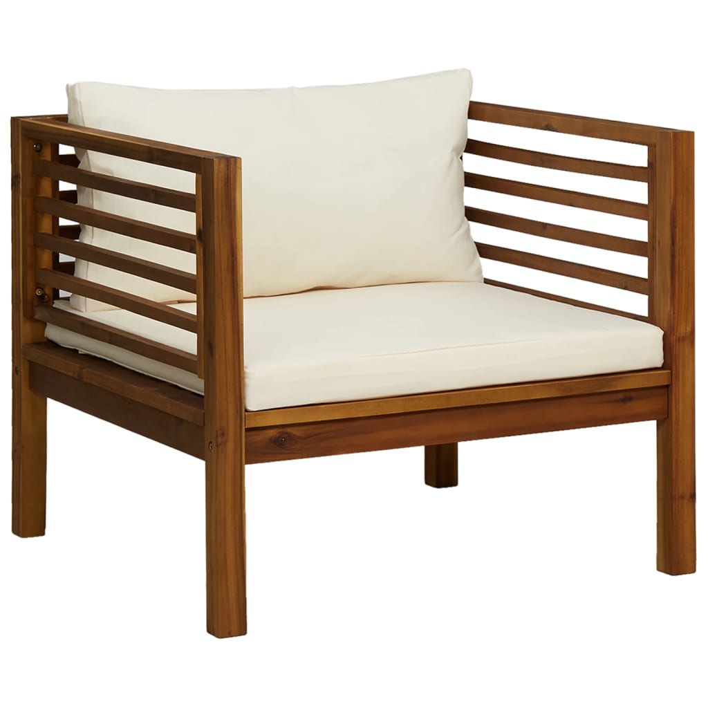5-tlg. Garten-Lounge-Set mit Creme Kissen Massivholz Akazie
