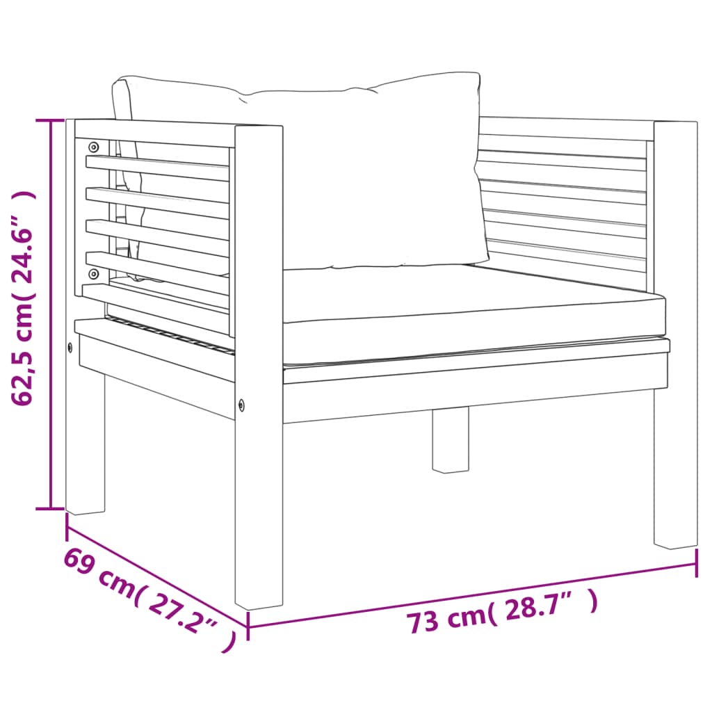 8-tlg. Garten-Lounge-Set mit Creme Kissen Massivholz Akazie