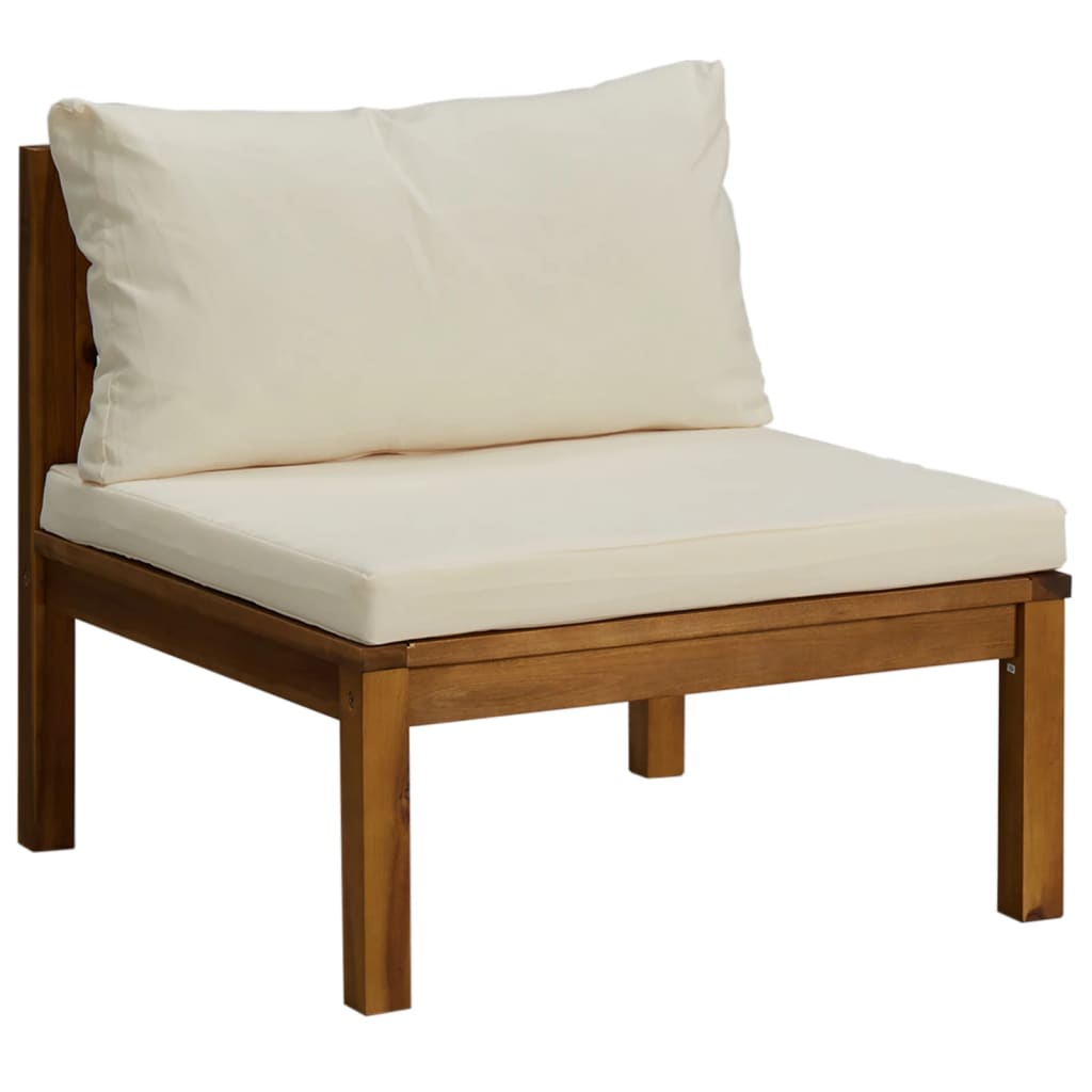 8-tlg. Garten-Lounge-Set mit Creme Kissen Massivholz Akazie