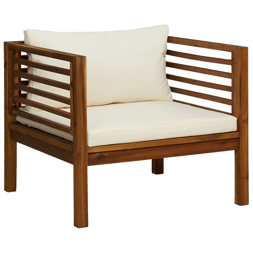 12-tlg. Garten-Lounge-Set mit Creme Kissen Massivholz Akazie