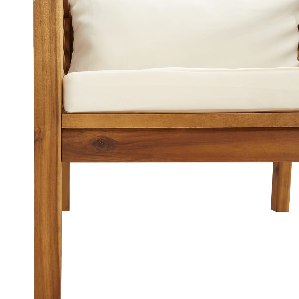 12-tlg. Garten-Lounge-Set mit Creme Kissen Massivholz Akazie