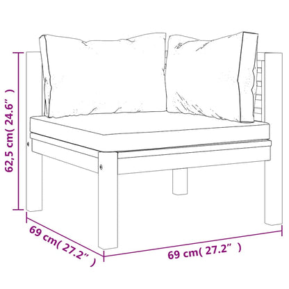 6-tlg. Garten-Lounge-Set mit Creme Kissen Massivholz Akazie