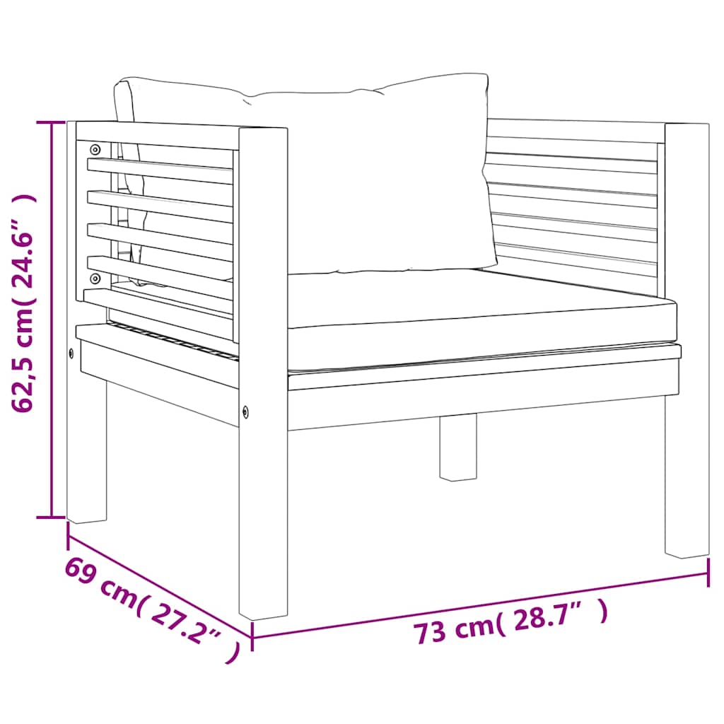 7-tlg. Garten-Lounge-Set mit Creme Kissen Massivholz Akazie
