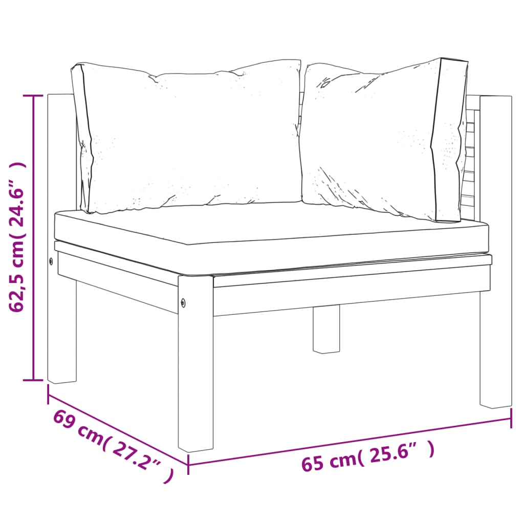 8-tlg. Garten-Lounge-Set mit Creme Kissen Massivholz Akazie