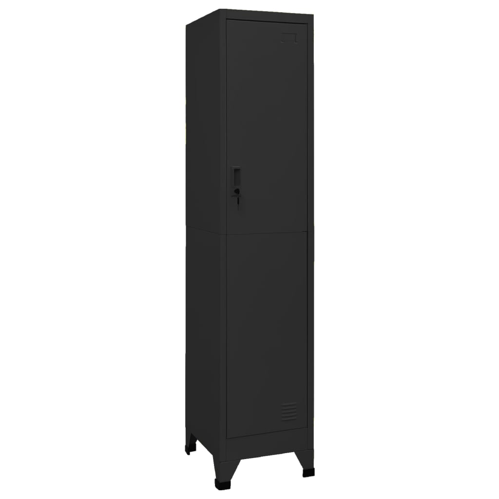 Locker cabinet black 38x45x180 cm steel